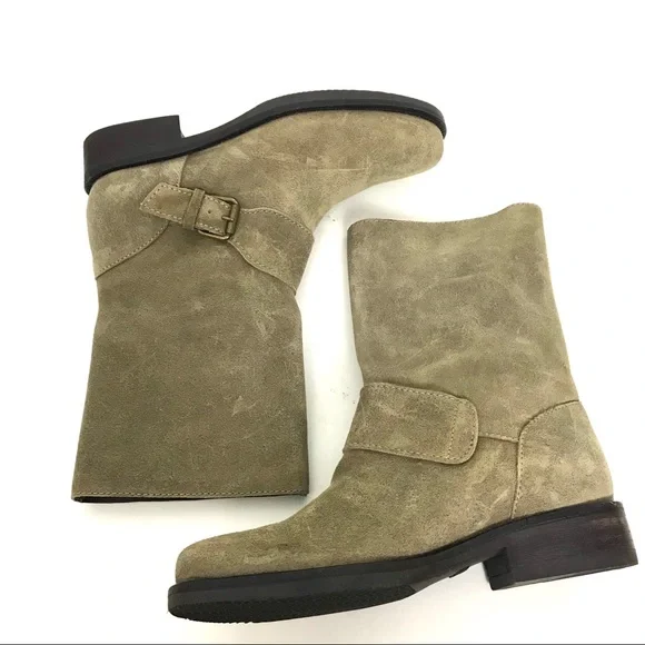 J.Crew Womens 5.5 Dixon Short Boots Suede Leather Beige Gray Buckle Detail 30485 - Picture 5 of 8